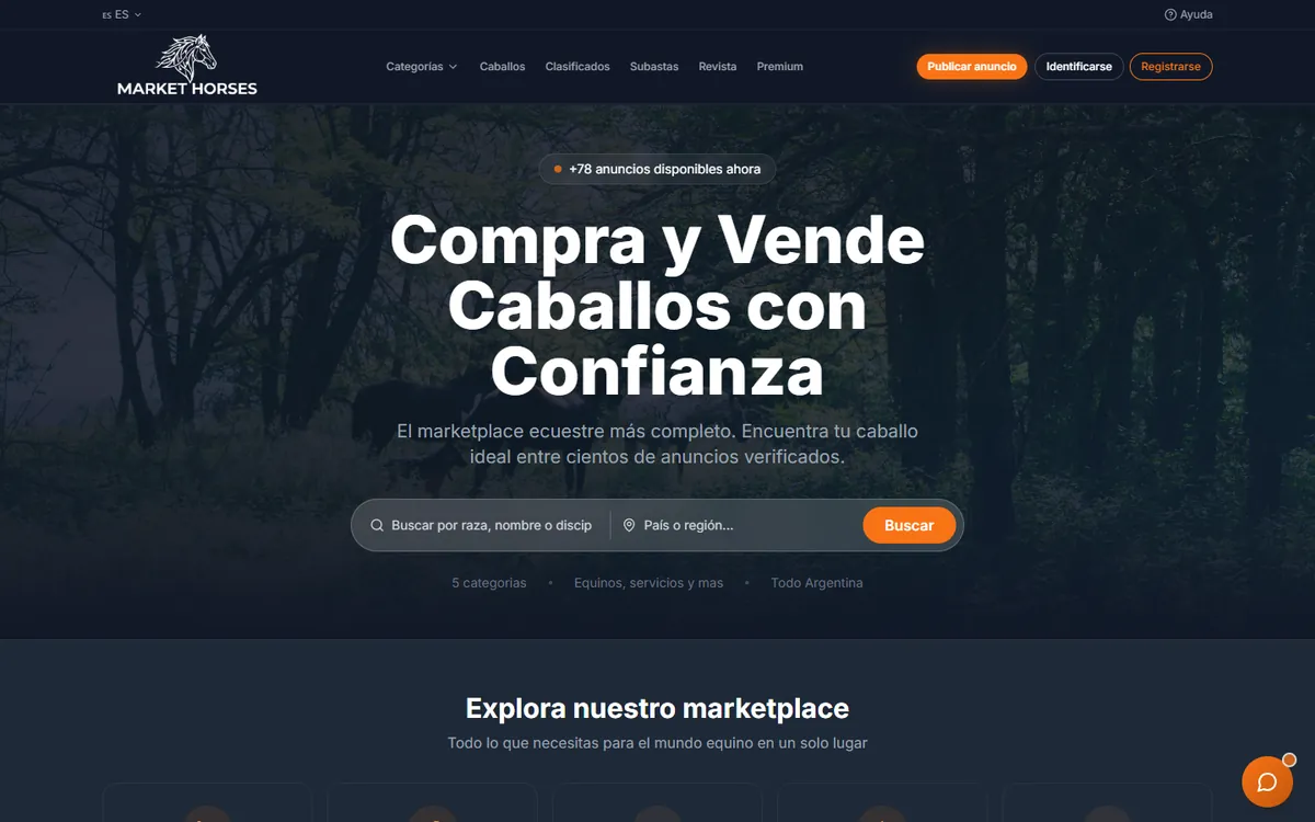 Proyecto Marketplace ecuestre para Market Horses